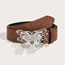 Fashion (tuo Color Pressed Leather) Butterfly Snap Button Metal Butterfly Texture Wide Belt  Imitation Leather