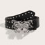Fashion Butterfly Buckle (silver Edge Beads) 3.8 Black Metal Butterfly Rivet Wide Belt  Imitation Leather