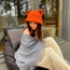 Fashion Orange Wool Knitted Wide Brim Bear Fisherman Hat  Thick Velvet Thread