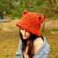 Fashion Orange Wool Knitted Wide Brim Bear Fisherman Hat  Thick Velvet Thread
