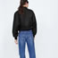 Fashion Black Polyester Stand Collar Zipper Short Jacket  Polyester