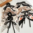 Fashion Black Ink Painting Bow Hairpin Fabric Printed Bow Pleated Hair Clip