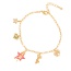 Fashion Gold Copper Inlaid Zircon Drop Oil Pentagram Girl Letter Pendant Bracelet