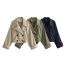 Fashion Armygreen Polyester Lapel Double Breasted Jacket