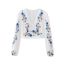 Fashion Suit Printed V-neck Top And Elastic Shorts Set