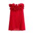 Fashion Red Polyester Lace Pleated Skirt