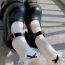 Fashion White Mesh Bow Pleated Mid-calf Socks