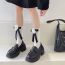 Fashion Black Short Barrel Cotton Three-dimensional Camellia Socks