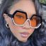 Fashion Bright Black Orange Slices Pc Diamond Octagonal Sunglasses