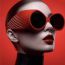 Fashion Solid Red And Gray Large Frame Round Sunglasses