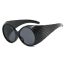 Fashion Bright Black All Gray Large Frame Round Sunglasses