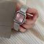 Fashion Silver With Red Face Stainless Steel Square Dial Watch