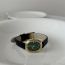 Fashion Black With Gold Frame And Green Surface Oval Dial Leather Watch