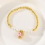 Fashion Gold Copper Inlaid Zircon Drop Oil Love Pendant Pearl Beaded Bracelet