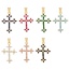 Fashion Green Copper Inlaid Zirconia Cross Pendant Accessories