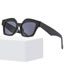 Fashion Bright Black And Gray Film Pc Irregular Large Frame Sunglasses