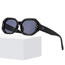 Fashion Transparent Gray Pc Rice Nail Irregular Large Frame Sunglasses