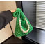 Fashion Green Cotton Woven Hollow Handbag