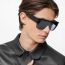 Fashion Gradient Black Double Gray Pc Square One-piece Sunglasses