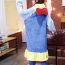 Fashion Blue Princess Nightgown Flannel Colorblock Hooded Robe