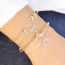 Fashion Gold Alloy Geometric Diamond Ring Leaf Knotted Bracelet Set