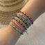 Fashion 3#lake Blue Rice Beads Round Bead Braided Bracelet