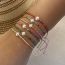 Fashion 6# Beige Rice Beaded Pearl Bracelet