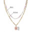Fashion Gold Titanium Steel Pearl Beads Star Square Double Layer Necklace