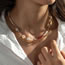 Fashion Gold Titanium Steel Pearl Beads Double Layer Necklace