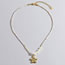 Fashion Gold Stainless Steel Rice Beads Flower Necklace
