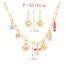 Fashion Gold Copper Inlaid Zircon Drop Oil Bow Love Pendant Necklace Earring Set