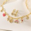Fashion Gold Copper Inlaid Zircon Drop Oil Rainbow Love Pendant Necklace Earring Set