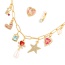 Fashion Gold Copper Inlaid Zircon Dripping Five-pointed Star Love Pendant Necklace Earring Set