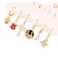 Fashion Gold Copper Inlaid Zircon Cartoon Halloween Pendant Earrings 6-piece Set