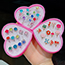 Fashion Frosted Box Of 12 Geometric Snowflake Flower Cherry Children's Ring Set