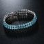 Fashion 19cm (sea Blue) Copper Set Round Zirconium Geometric Double Row Bracelet