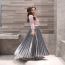 Fashion Silver Polyester Pleated Skirt