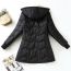 Fashion Black Geometric Wave Embroidery Hooded Sherpa Cotton Coat