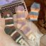 Fashion Pink And Purple Strips [1 Pair] Coral Fleece Striped Floor Socks