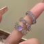 Fashion Purple Diamond Alloy Love Cat's Eye Geometric Ring Set