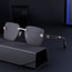 Fashion Silver Tea Blue Frameless Cut-edge Square Cutout Sunglasses