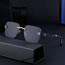 Fashion Silver Gray Blue Frameless Cut-edge Square Cutout Sunglasses