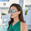 Fashion Marble Green Pattern Pc Square Chain Sunglasses
