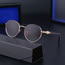 Fashion Gold Frame Gold Tea Blue Metal Oval Frame Sunglasses