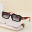 Fashion Bright Red Gold Double Gray Square Small Frame Four Leaf Clover Sunglasses