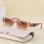 Fashion Bright Transparent Pink Tea Golden Double Tea Square Small Frame Four Leaf Clover Sunglasses