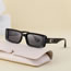 Fashion Bright Solid White Gold Single Gray Square Small Frame Four Leaf Clover Sunglasses