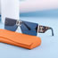 Fashion Bright Black Silver Gradient Gray Pc Square Frameless One-piece Sunglasses
