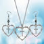 Fashion Silver Metal Wire Love Cross Earrings Necklace Set