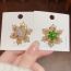 Fashion Green Copper Diamond Snowflake Brooch